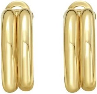 Tresorra 14K Yellow Gold Double Row Hinged Hoop Earrings