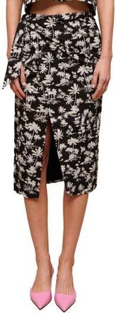 Maje Palm Print Cotton Skirt in Black Palm at Nordstrom Rack, Size 1 (Fits Like 2-4 Us) / 36 Eu