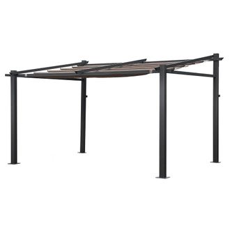 Happy Garden P&eacute;rgola mural de 3x4m de aluminio antracita con tejido de color topo