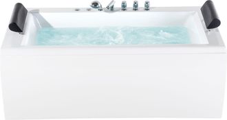 Beliani Ba&ntilde;era De Hidromasaje De Acr&iacute;lico Sanitario Blanco Plateado Led 172 X 83 Cm Moderno Montego