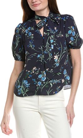 CeCe by Cynthia Steffe Cece Shirred V-Neck Bow Tie Blouse