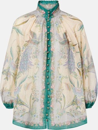 Zimmermann Indra printed cotton and silk-blend blouse