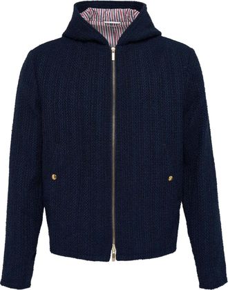 Thom Browne hooded zip-front jacket - men - Fabric - 2 - Blue