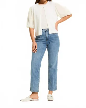 FDJ Suzanne Straight Ankle Denim Jeans In Vintage Wash With Pearl