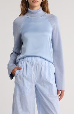 SIMKHAI Mateo Turtleneck Mixed Media Top in Marina Blue at Nordstrom Rack, Size Medium