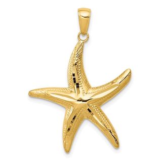 Diamond2Deal 14k Yellow Gold Diamond-cut Starfish Pendant