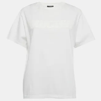 MUGLER White Logo Applique Cotton Knit T-Shirt