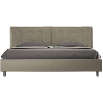 ITYhome Letto Matrimoniale King size rivestito in Similpelle con cuscini xl - annalisa large - Colore: Cappuccino - Tipologia Letto: Senza Rete - Dimensione