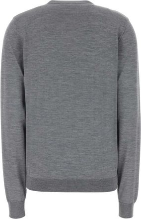 Gucci Womens Wool V-Neck Sweater Gray