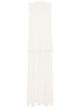 Jil Sander crepe maxi dress - women - Viscose/Polyamide - 34 - Neutrals