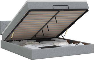 vidaXL Letto Ottomano Con Materasso Grigio Chiaro 140 X 200 Cm Tessuto Vidaxl