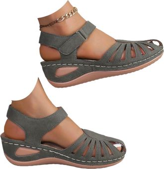 Generic Orthopedic Sandals for Women 2026 Summer Casual Adjustable Straps Low Heel Walking Sandals with Arch Support Comfortable Wedge Ankle Strap Open Toe Wi