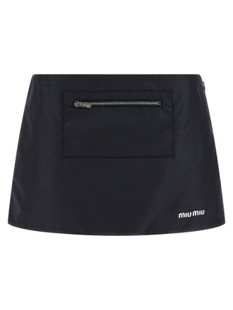 Miu Miu Blue Recycled Polyamide Long Womens Skirt
