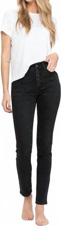 Flying Monkey Haylie High Rise Button Up Skinny Jeans In Black
