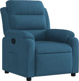 vidaXL Poltrona Reclinabile Blu In Velluto - Vidaxl
