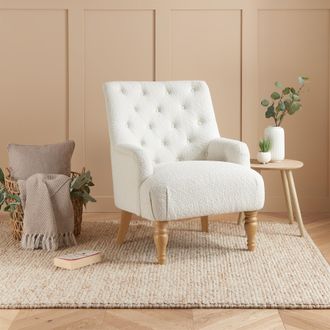 Birlea Fabric Arm Chair Padstow Easy Chair Traditional Accent in White