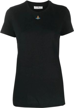 Vivienne Westwood Black Orb Signature Logo T-shirt - Dames - T-shirts - Zwart - L - Katoen - Tops