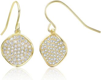 Rachel Glauber 14K Gold Plated with Clear Cubic Zirconia Hook Earrings