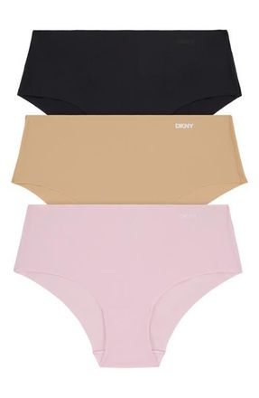 DKNY Litewear Cut Anywear 3-Pack Hipster Panties in Black/Glow/Lilac Snow at Nordstrom, Size X-Large