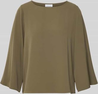Comma Relaxed Fit Bluse mit Rundhalsausschnitt in Khaki, Gr&ouml;&szlig;e 34