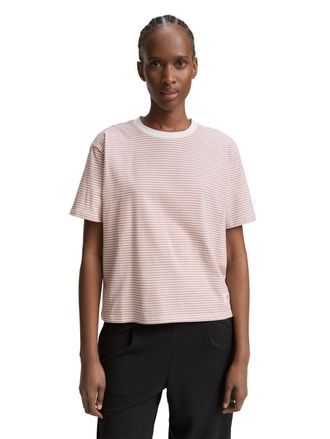 Tom Tailor Denim T-Shirt TOM TAILOR DENIM, Damen, Gr. XXL (44), weiss (dusty rose wei&szlig; stripe), Single Jersey, Obermaterial: 100% Baumwolle, gestreift, regular fit nor