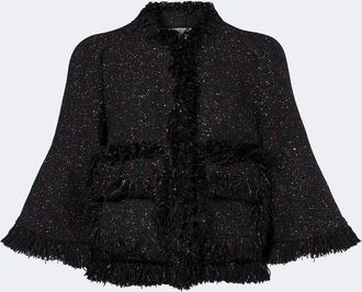 sacai Fringed wool-blend jacket