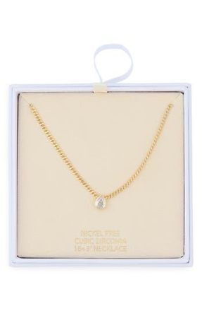 Nordstrom Rack Pear Cut Cubic Zirconia Pendant Necklace in Clear- Gold at Nordstrom Rack