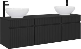 vidaXL Juego De Muebles De Ba&ntilde;o 3 Uds. Negro 49 X 44,5 X 66,5 Cm Vidaxl