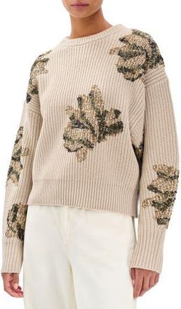 Rag & Bone Julie Sequin Detail Wool Sweater in Beige at Nordstrom Rack, Size Large
