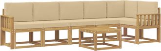 vidaXL Conjunto De Sof&aacute;s De Exterior 7 Uds. Y Beige Poli&eacute;ster Vidaxl