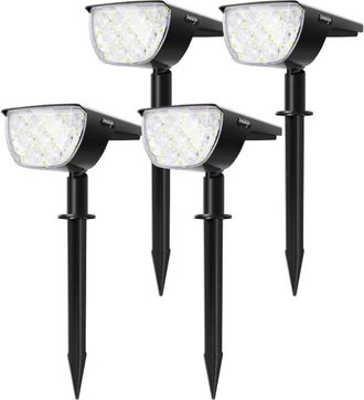 No Brand Foco Solar Para Jard&iacute;n De 30 Led - 4 Unidades - Blanco C&aacute;lido (3000k) - 3 Modos De Luz - Resistente Al Agua Ip65 - Encendido/apagado Autom&aacute;tico