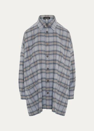 Eskandar Wide A-Line Shirt Jacket With Collar - Long Length