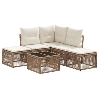 vidaXL Conjunto De Sof&aacute;s De Jard&iacute;n 6 Pcs Beige Rat&aacute;n Sint&eacute;tico Vidaxl