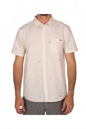 Salty Crew Tight Lines Short Sleeve Woven Shirt In Ivory