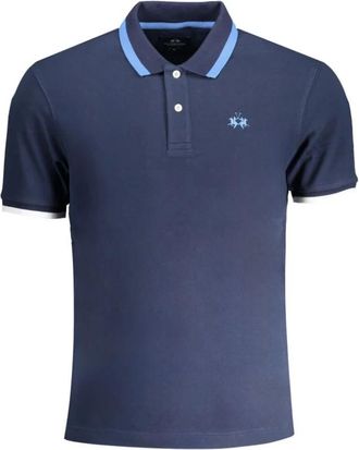 La Martina Blauw Katoenen Poloshirt met Korte Mouwen - Heren - Polos - Blauw - S - Katoen - Tops