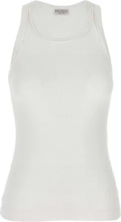 Brunello Cucinelli White Ribbed Cotton Shirt, Size XXS