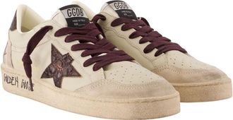 Golden Goose Womens Ball Star Sneakers - Golden Goose Deluxe Brand Leather Beige Calfskin Shoes