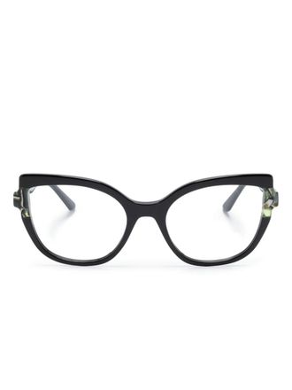 Karl Lagerfeld logo-print cat-eye glasses - women - Acetate - 47 - Black