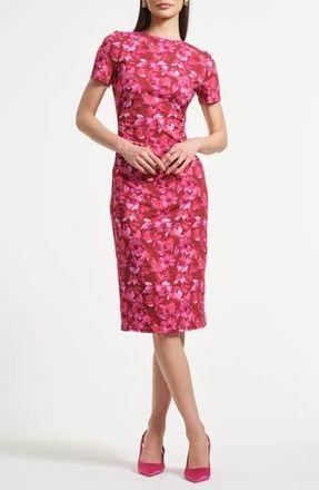 Isaac Mizrahi New York Ruched Waist Dress in Ruby Flora at Nordstrom Rack, Size X-Large