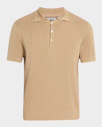 Canali Men & apos;s Grid Jacquard Knit Polo