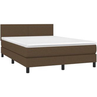 vidaXL Vidaxl - Cama Box Spring Con Colch&oacute;n Tela Marr&oacute;n Oscuro 140x190 Cm