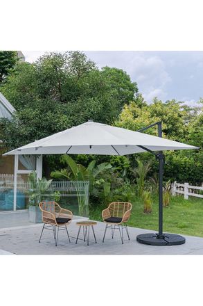 Living and Home Large Square Canopy Rotating Outdoor Cantilever Parasol with Fillable Base