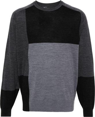 Neil Barrett colour-block wool jumper - men - Wool - S - Grey