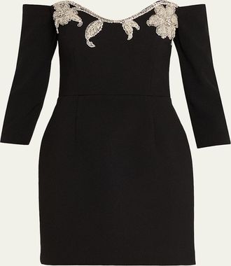 Rebecca Vallance Ellerie Floral Diamante Off-Shoulder Mini Dress