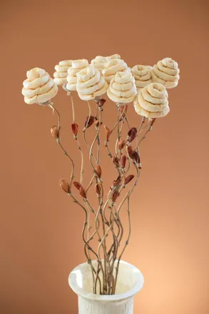 Kalalou Set Of Twelve Dried Flowers On A Bamboo Stem