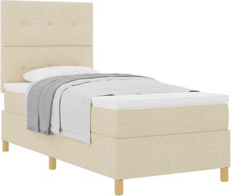 vidaXL Box Spring Bed with Mattress Cream 80 x 200 cm Fabric vidaXL