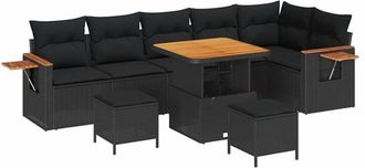 vidaXL Conjunto De Sof&aacute;s De Jard&iacute;n 11 Pcs Negro Rat&aacute;n Sint&eacute;tico Vidaxl