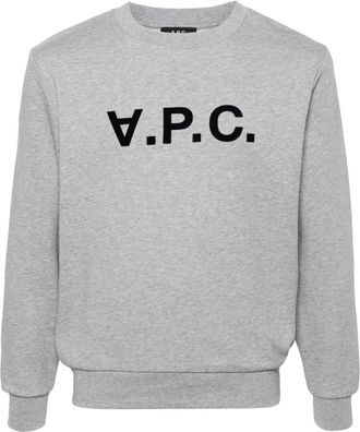 A.P.C. flocked-logo cotton sweatshirt - unisex - Organic Cotton - S - Grey