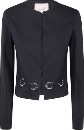Twin-Set lace-insert jacket - Black