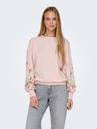 Only Sweatshirt ONLY ONLBROOKE L/S O-NECK FLOWER SWT, Damen, Gr. XS, potpourri print:sleeve flower, Sweatware, Obermaterial: 60% Baumwolle, 40% Polyester, 